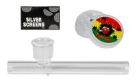 Glaspfeife/Kawumm & KunststoffGrinder Set "Weed...