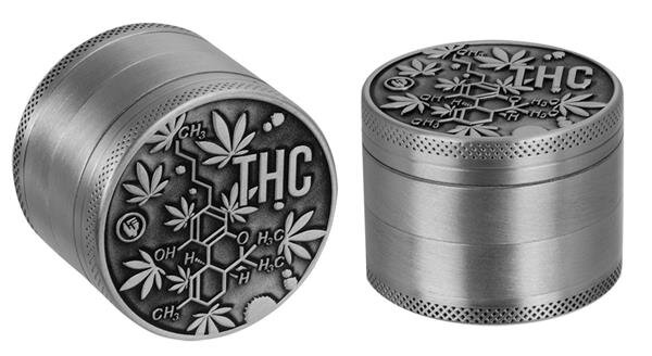 Metall Grinder/Pollinator, 4-part, ø50mm, 38mm hoch, "FF - THCMOLECULE"