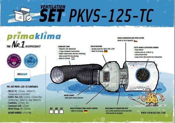 PrimaKlima PKVS-125-TC Lüftungsset Ø125 mm mit Temperaturkontrolle