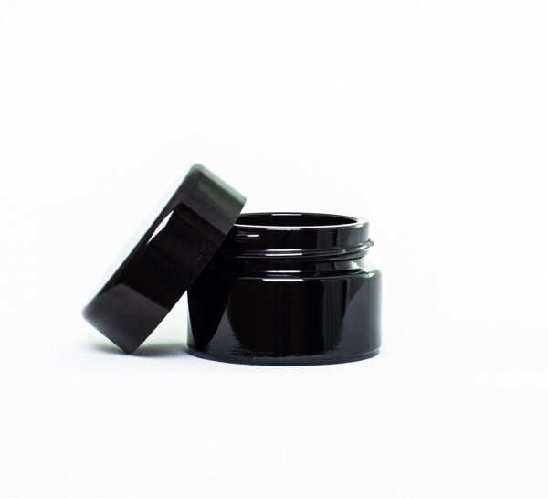 Rosin Jar/Extraktglas Rund/Schwarz mit Kunststoffdeckel