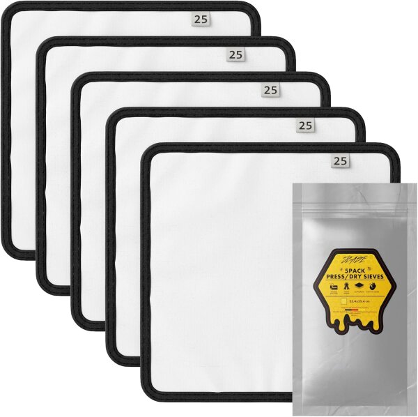 Presssieb set 5 Stück- 25Mikron 25x25cm (10x10Zoll) für Kräuterextraktion